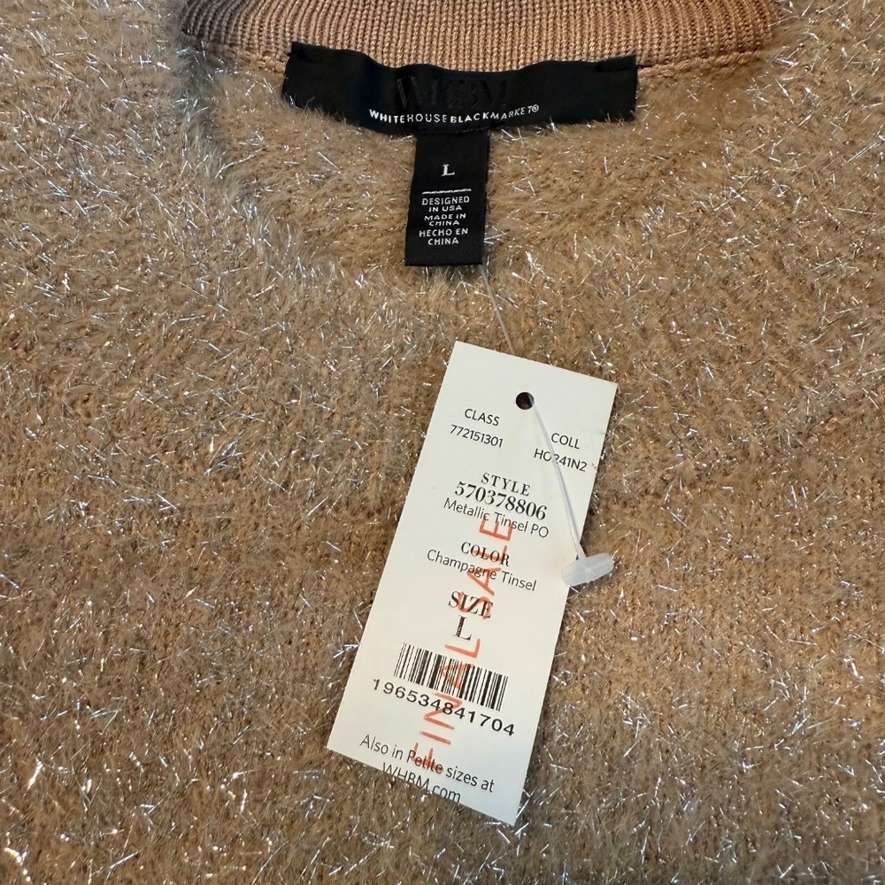 WHBM Metallic Tinsel Trim Sweater NWT - Picture 5 of 9